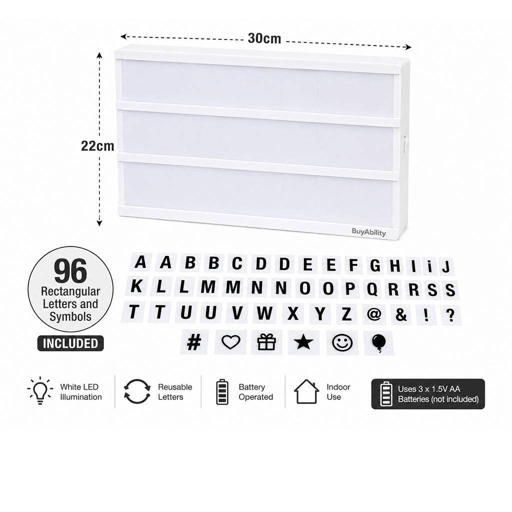 LED Light-Up Message Board with 96 Reusable Letters & Symbol