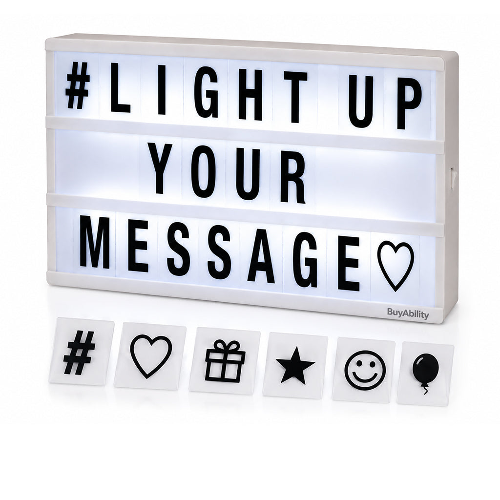 LED Light-Up Message Board with 96 Reusable Letters & Symbol