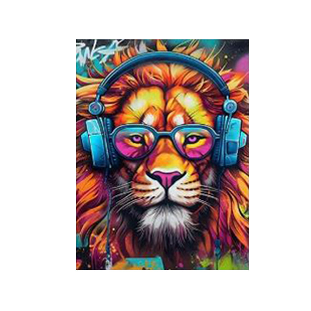 Music Lion - Framed Canvas Wall Art