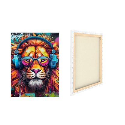 Music Lion - Framed Canvas Wall Art