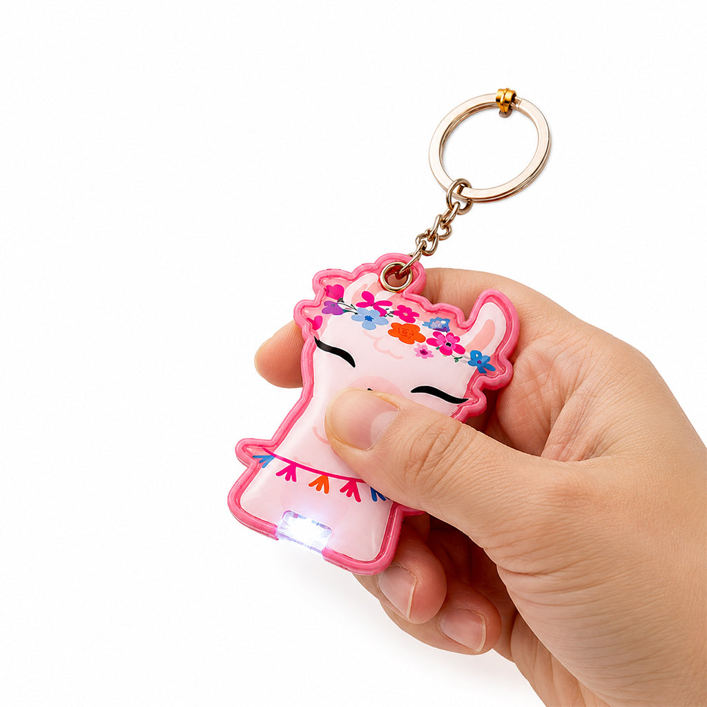 Floral Llama Light-Up Keyring