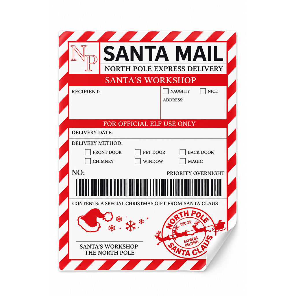 Santa Mail Christmas Gift Sticker Labels - 10pc