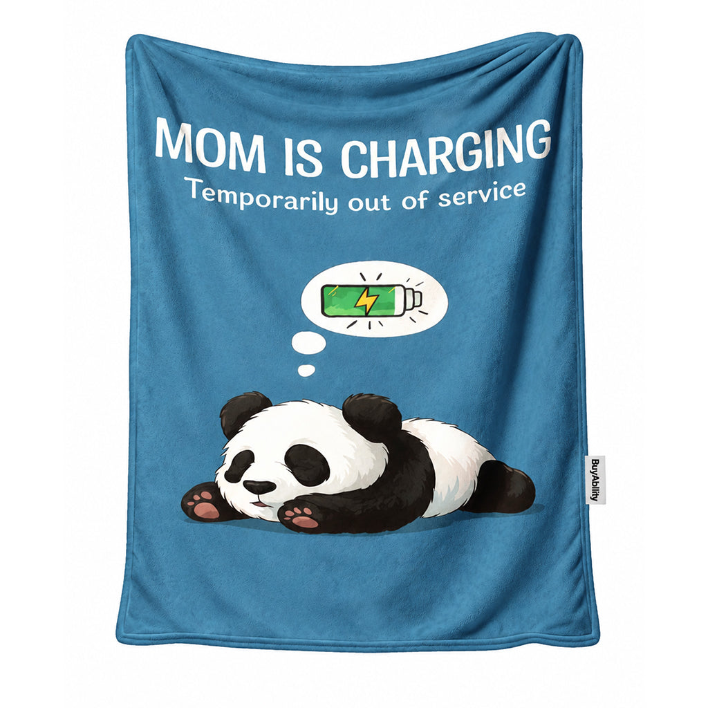 Mom Is Charging Panda Fleece Blanket