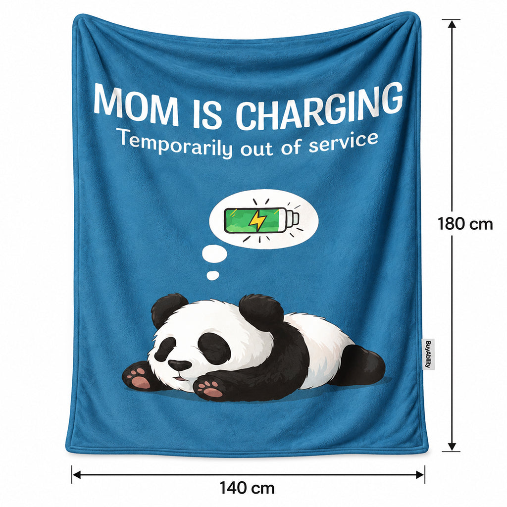 Mom Is Charging Panda Fleece Blanket