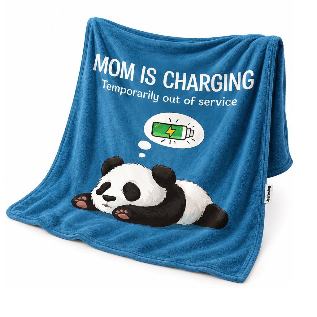 Mom Is Charging Panda Fleece Blanket