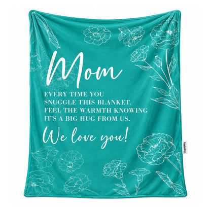 Teal Mom We Love You Floral Fleece Blanket