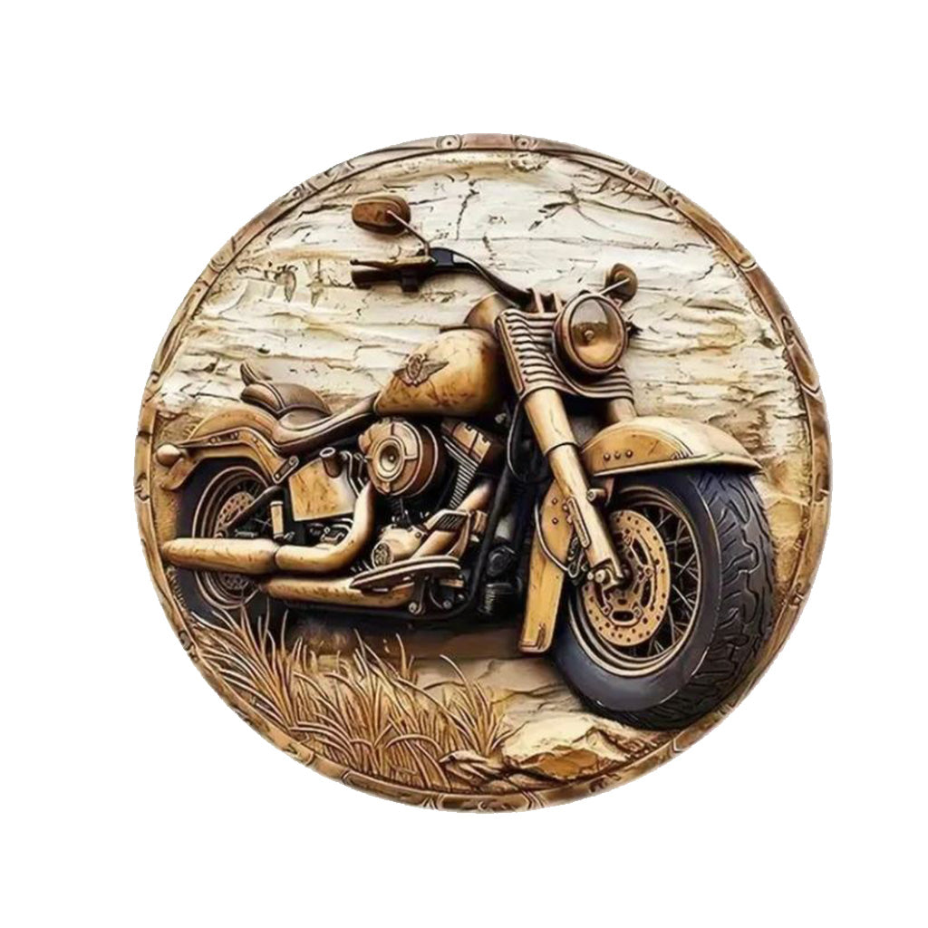 Round Motorbike Wooden Sign - 20cm