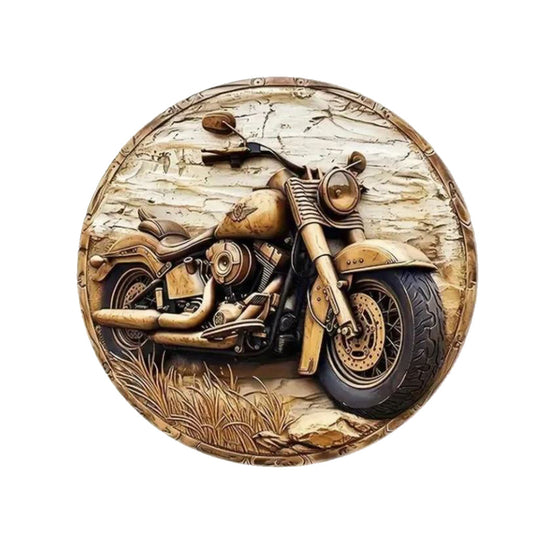 Round Motorbike Wooden Sign - 20cm