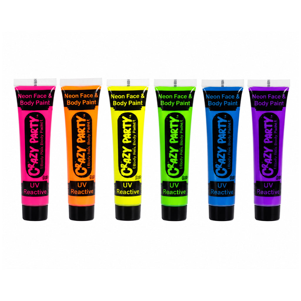 UV Reactive Neon Face and Body Paint Set of 6 - BuyAbility