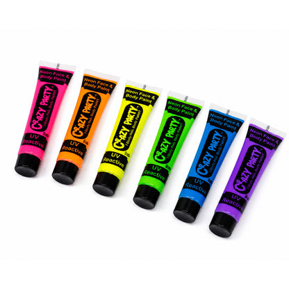 UV Reactive Neon Face and Body Paint Set of 6 - BuyAbility