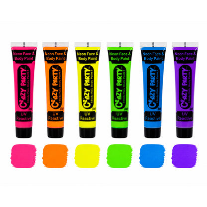 UV Reactive Neon Face and Body Paint Set of 6 - BuyAbility