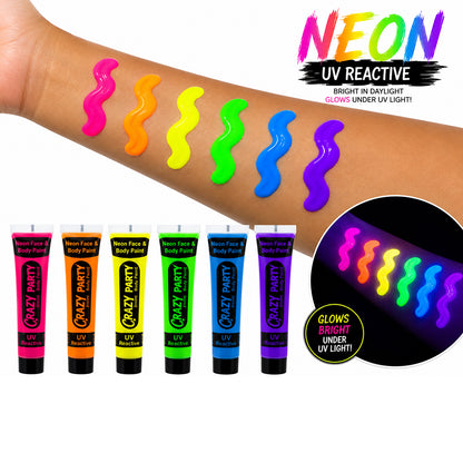 UV Reactive Neon Face and Body Paint Set of 6 - BuyAbility