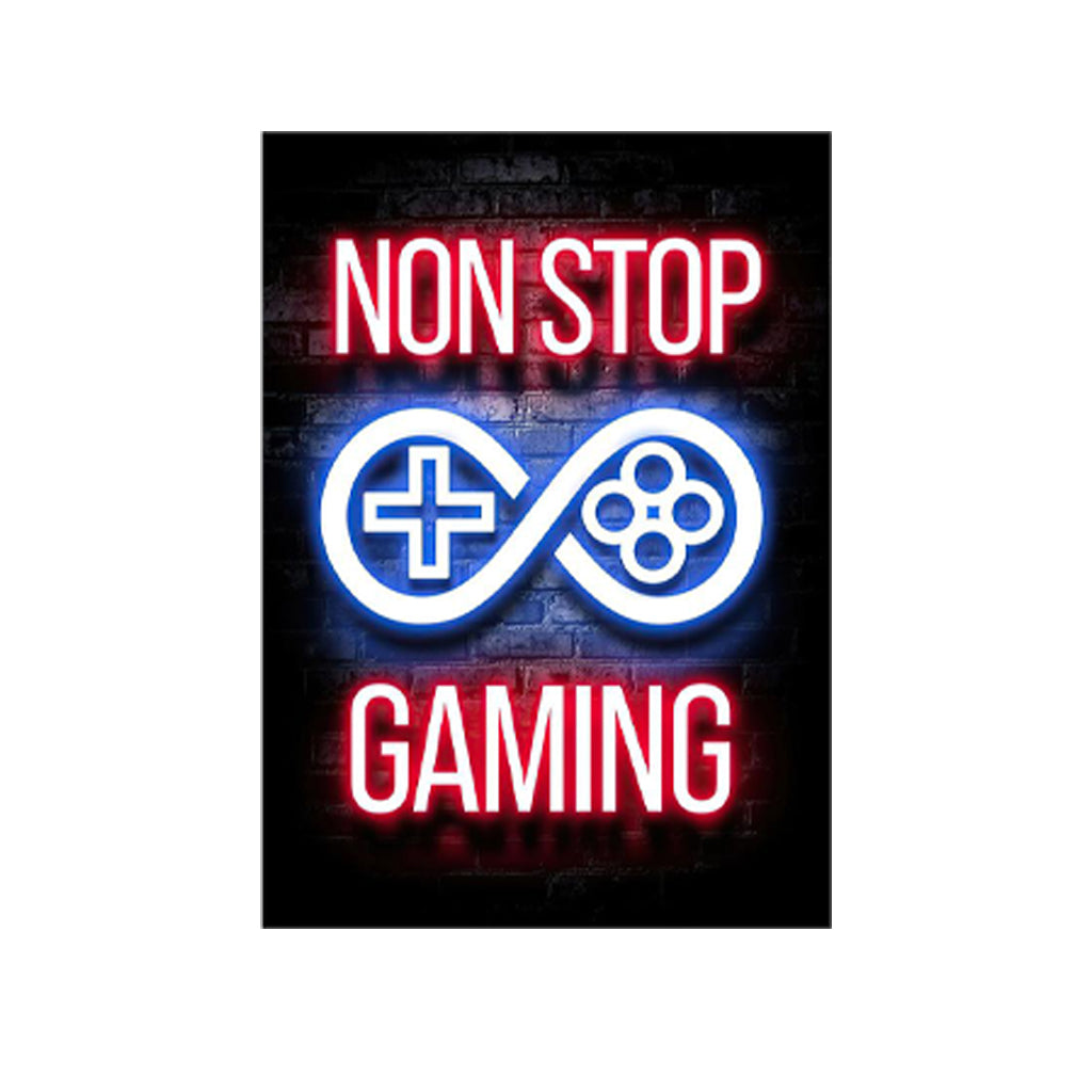 Non Stop Gaming - Framed Canvas Wall Art