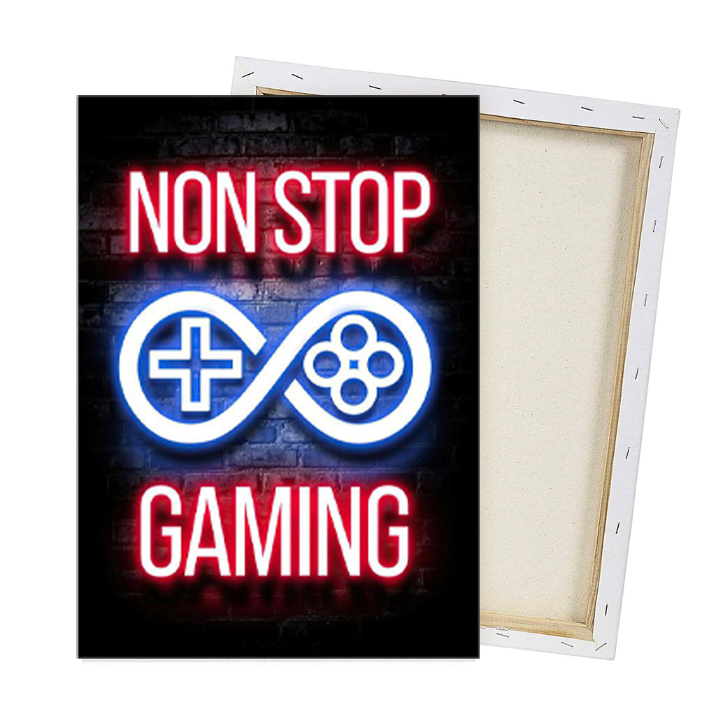 Non Stop Gaming - Framed Canvas Wall Art