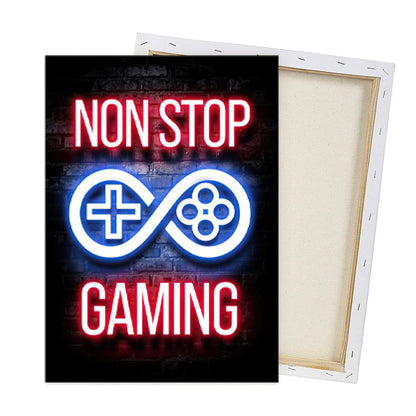 Non Stop Gaming - Framed Canvas Wall Art