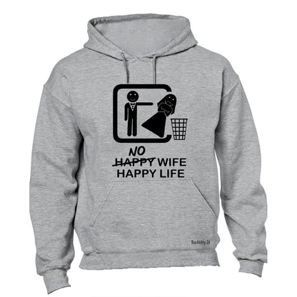 No Wife - Happy Life - Hoodie