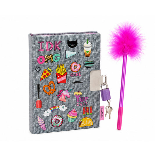 OMG Mini Lockable Diary with Marabou Pen