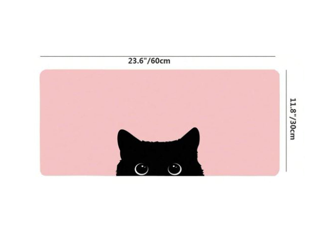 Peeking Cat - Pink Large Mouse Pad - BuyAbility