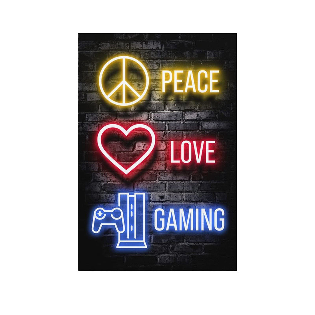 Peace. Love. Gaming - Framed Canvas Wall Art