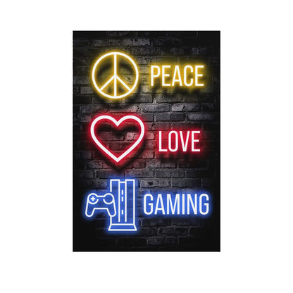 Peace. Love. Gaming - Framed Canvas Wall Art