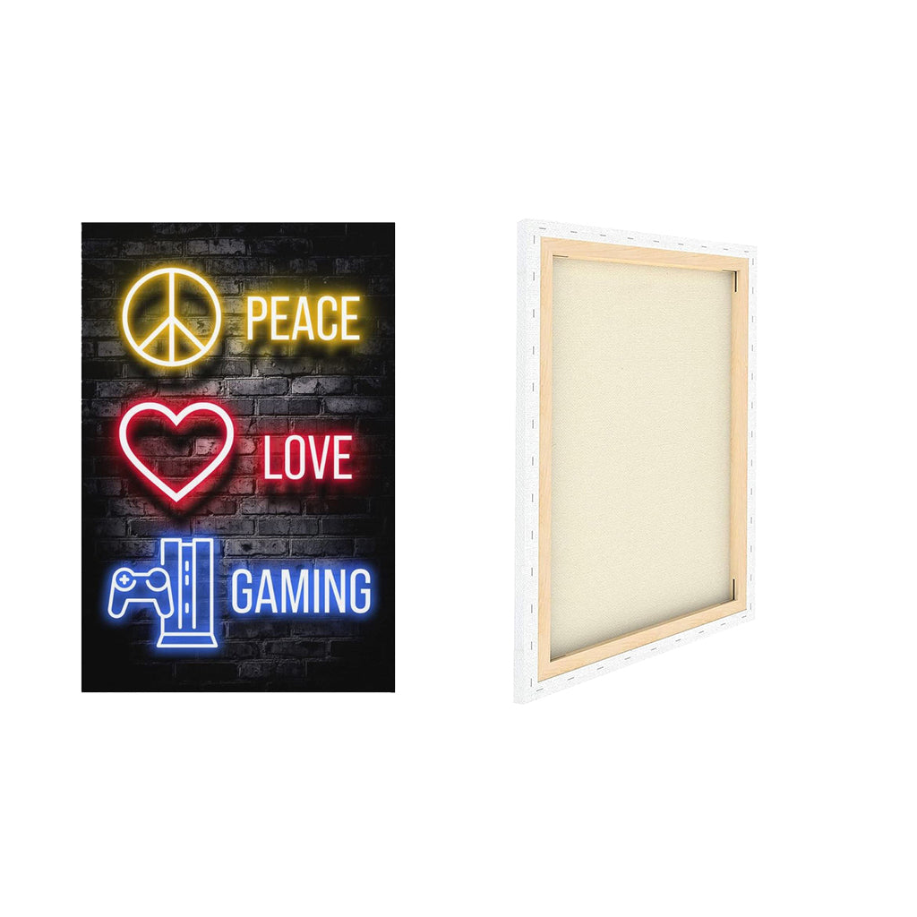 Peace. Love. Gaming - Framed Canvas Wall Art