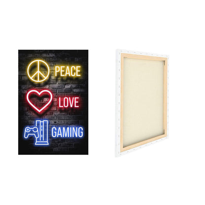 Peace. Love. Gaming - Framed Canvas Wall Art