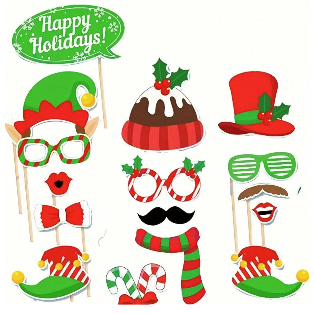 Christmas Photo Booth Props - 35-Piece Set
