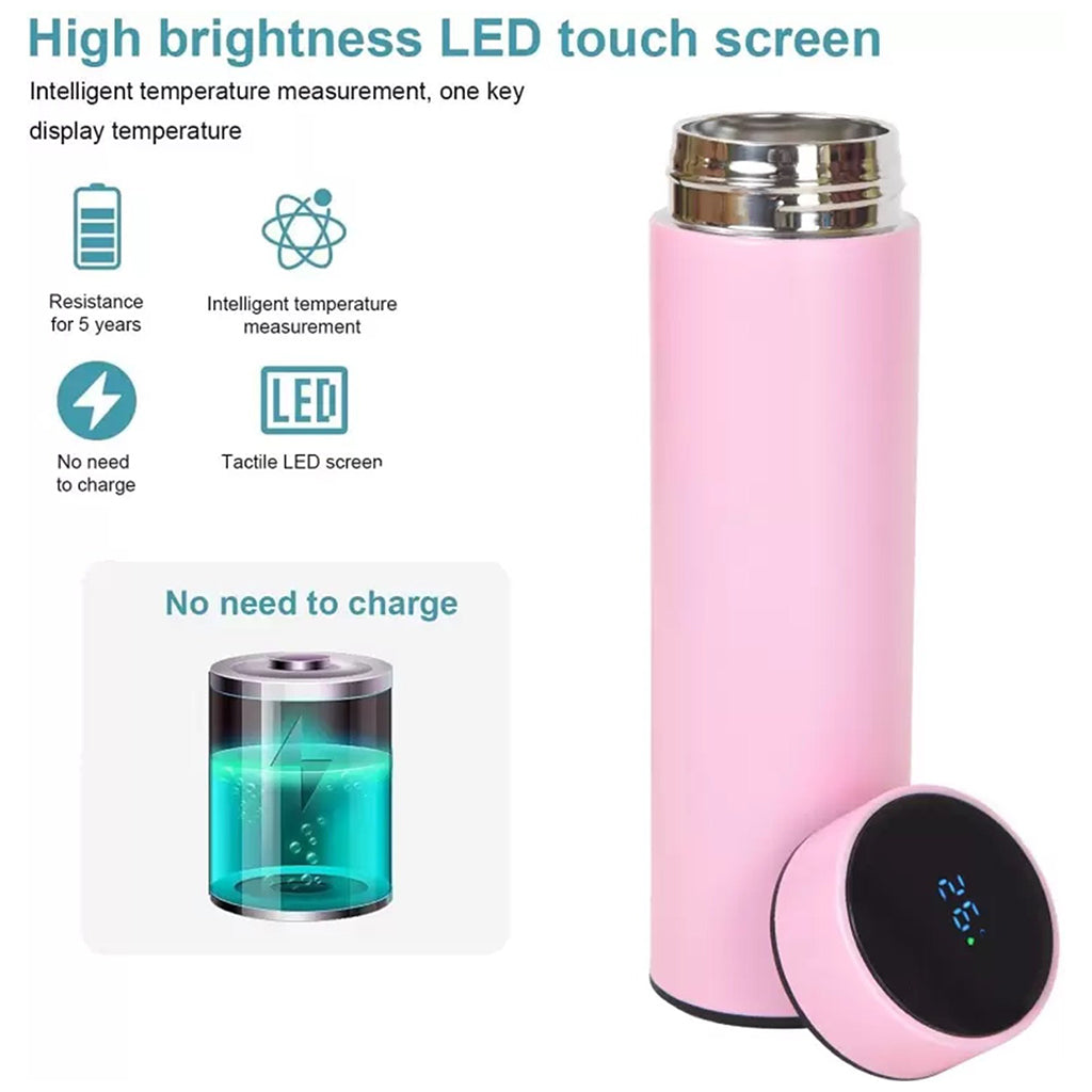 Digital Thermometer Flask - Satin Pink - 500ml