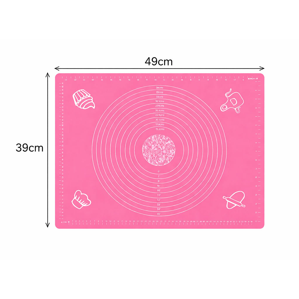 Large Pink Silicone Baking Mat (49cm x 39cm) - BuyAbility