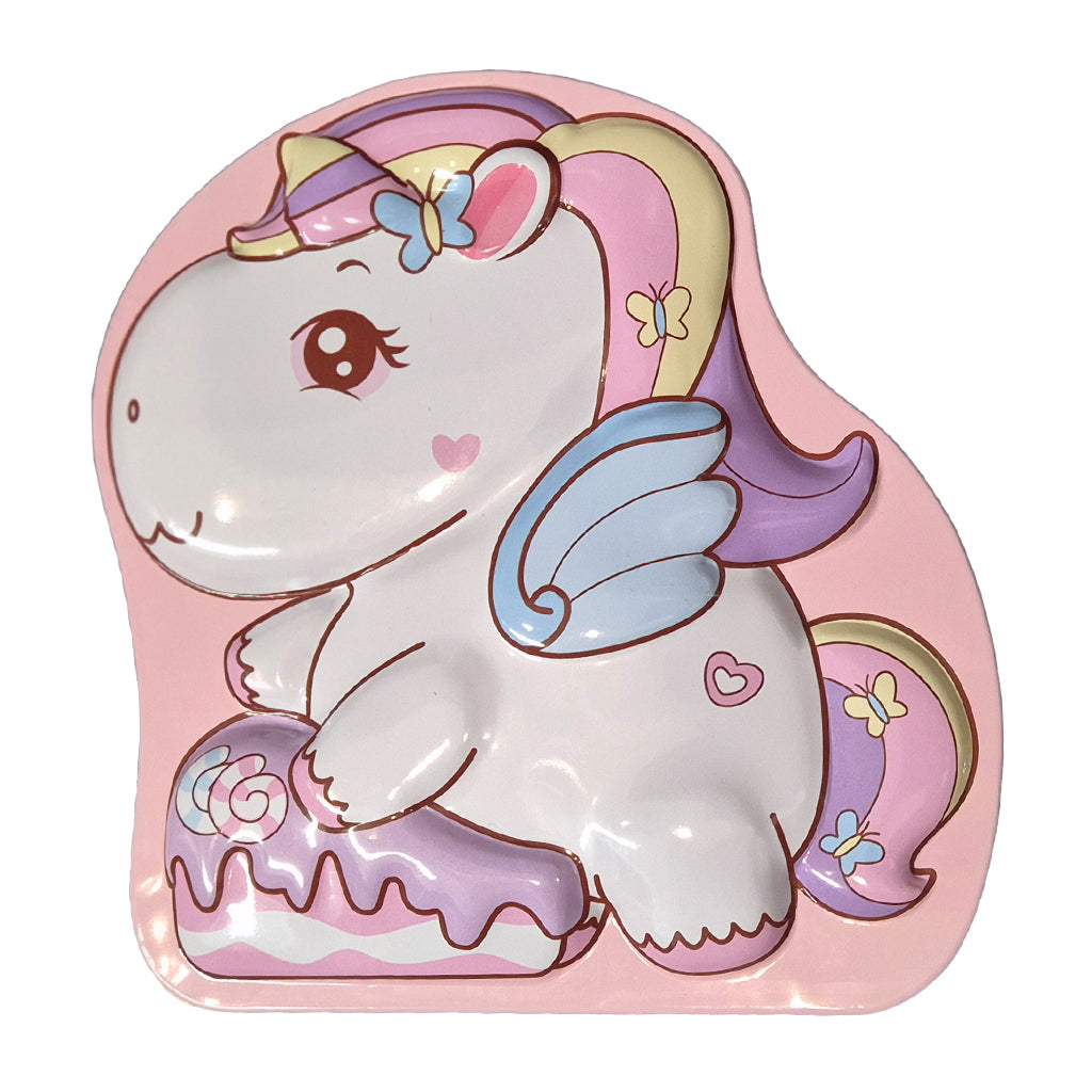 Peach Pink Unicorn Metal Coin Bank