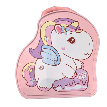 Peach Pink Unicorn Metal Coin Bank