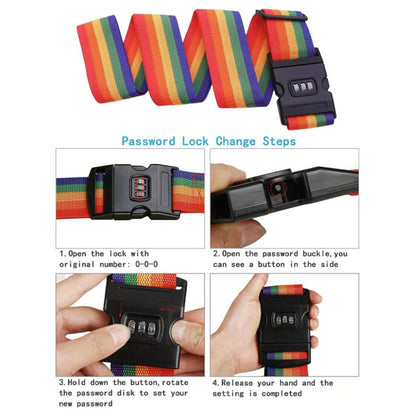 Rainbow Luggage Strap with Lock