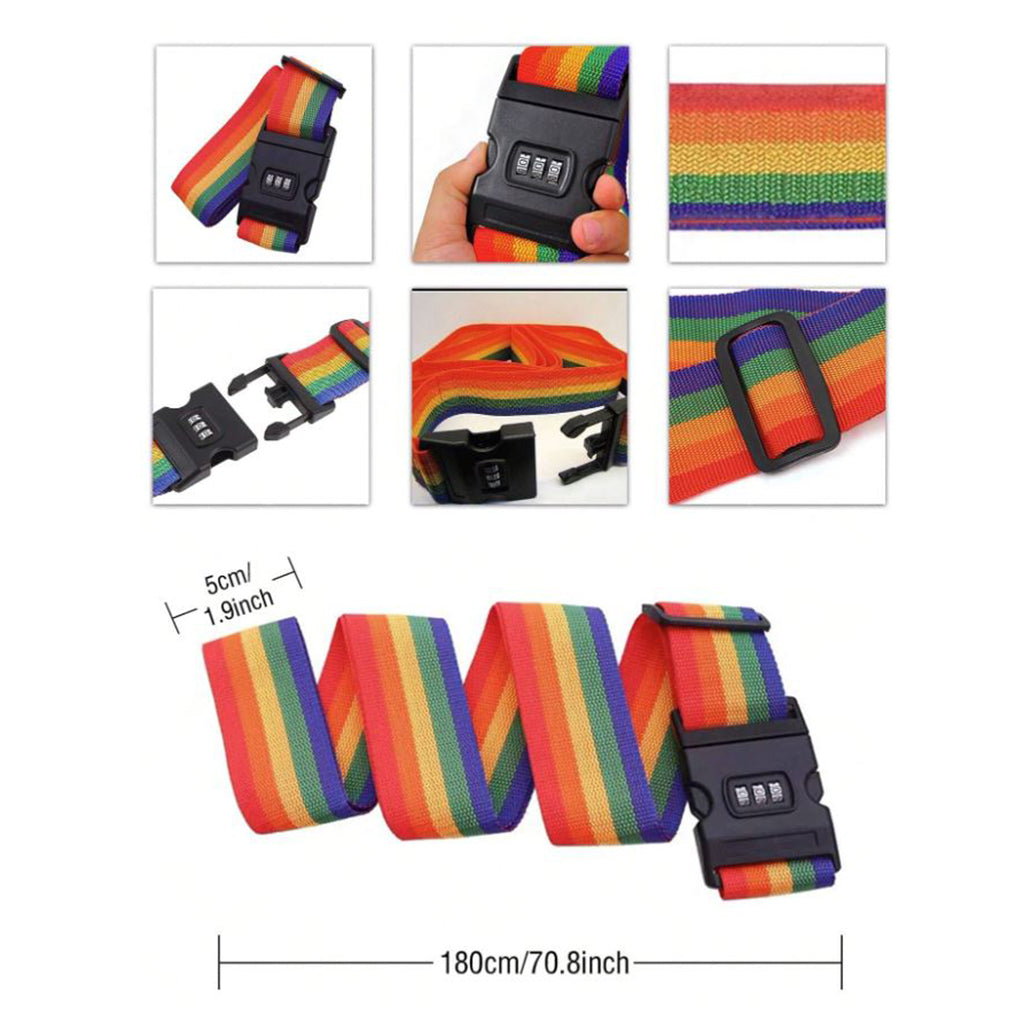 Rainbow Luggage Strap with Lock