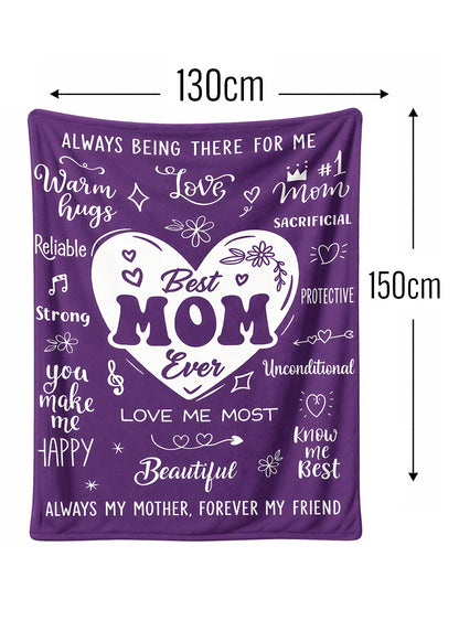 Purple "Best Mom Ever" Blanket - 130cm x 150cm - BuyAbility