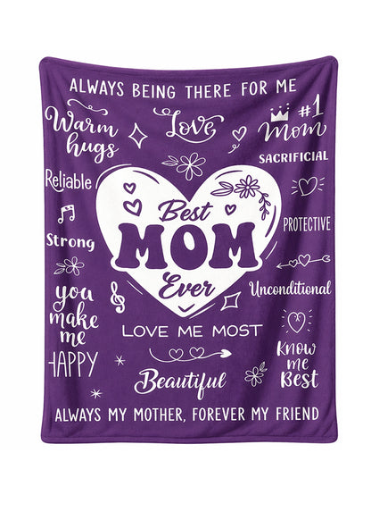 Purple "Best Mom Ever" Blanket - 130cm x 150cm - BuyAbility