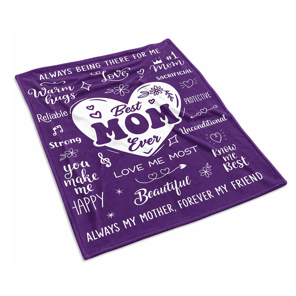Purple "Best Mom Ever" Blanket - 130cm x 150cm - BuyAbility