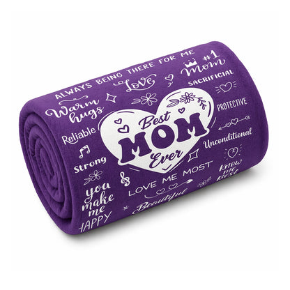 Purple "Best Mom Ever" Blanket - 130cm x 150cm - BuyAbility