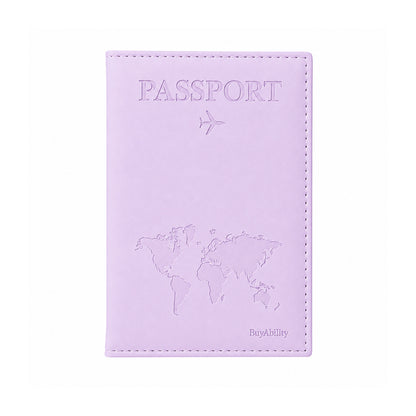 Travel Passport Cover with World Map Design - Lilac