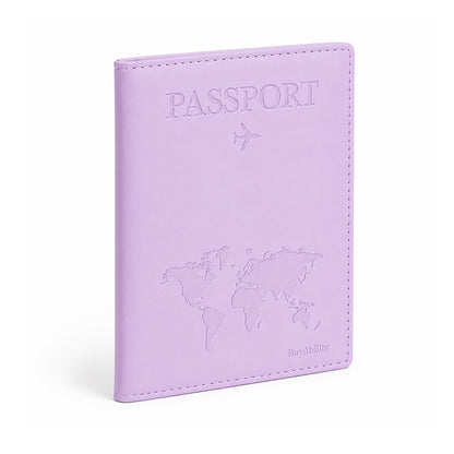 Travel Passport Cover with World Map Design - Lilac