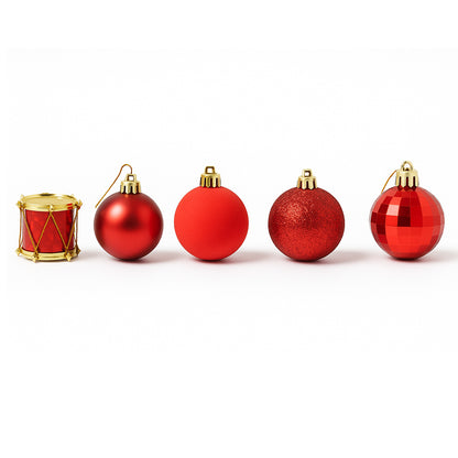 Mini Red Christmas Baubles & Drums - 20pc Set