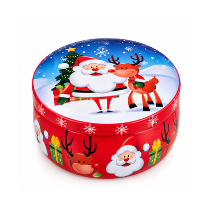 Christmas Candle in Red Decorative Tin - Santa & Reindeer