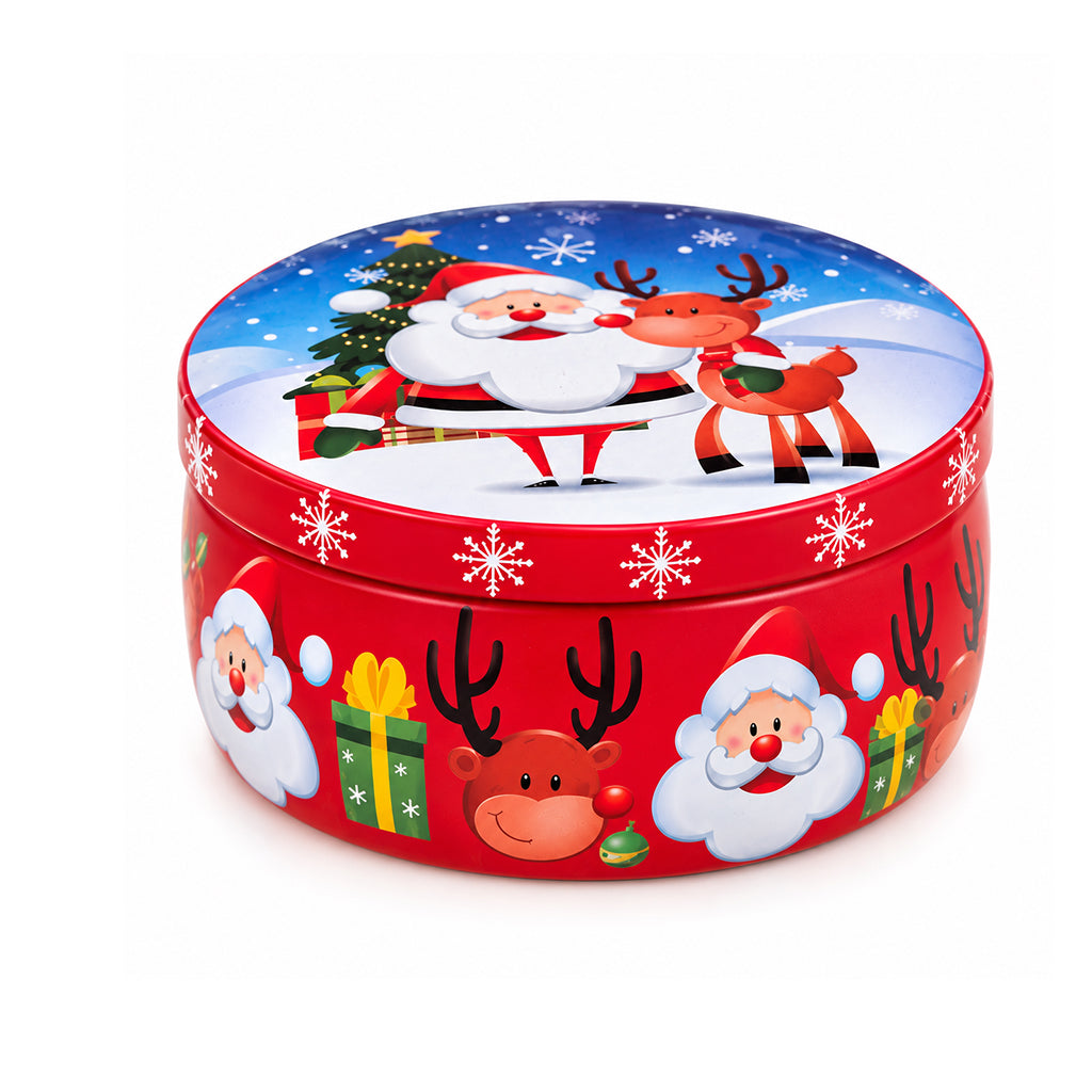 Christmas Candle in Red Decorative Tin - Santa & Reindeer