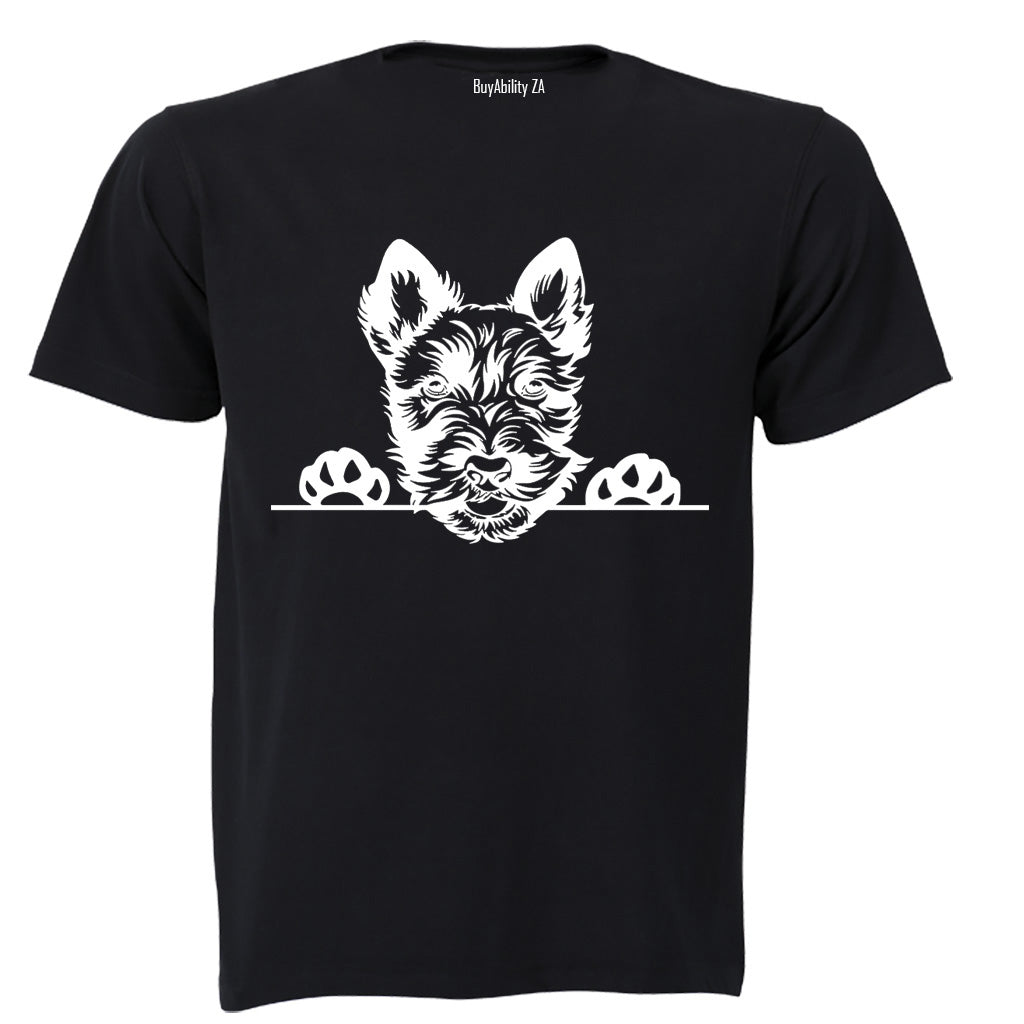 Scottish Terrier - Peeking Dog - Adults - T-Shirt