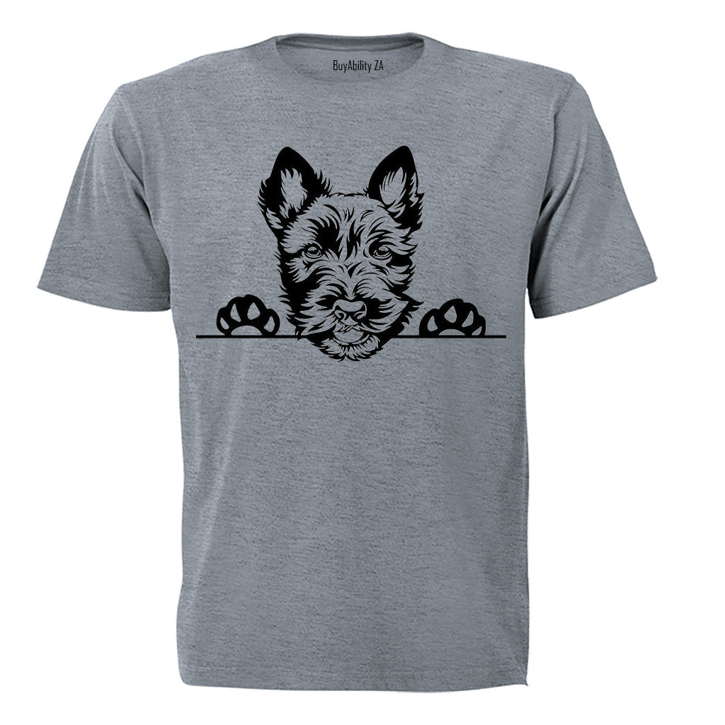Scottish Terrier - Peeking Dog - Kids T-Shirt
