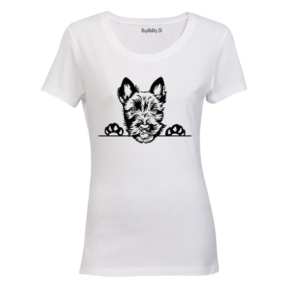 Scottish Terrier - Peeking Dog - Ladies - T-Shirt