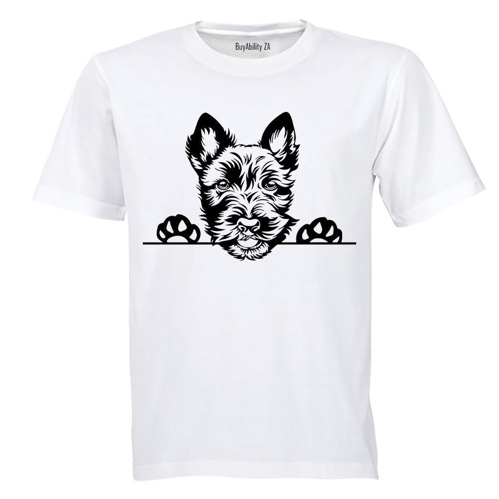 Scottish Terrier - Peeking Dog - Adults - T-Shirt