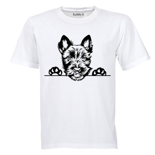 Scottish Terrier - Peeking Dog - Kids T-Shirt