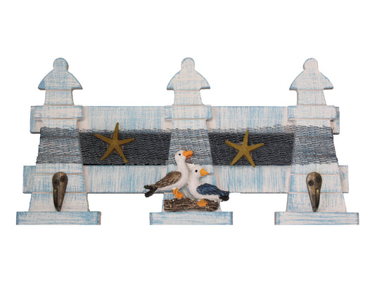Nautical Wooden Key Hook Display - Seagull