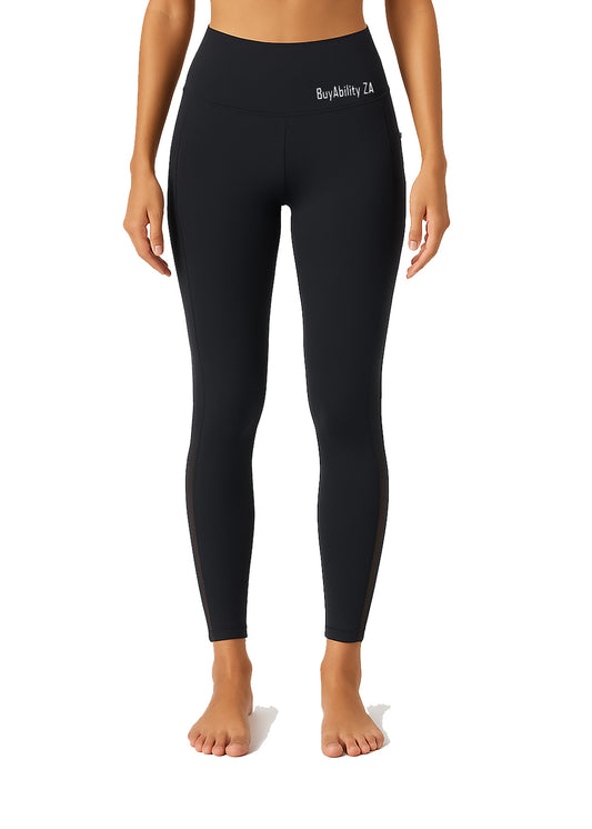 BuyAbility High-Waist Sheer Panel Yoga Leggings with Side Pocket - BuyAbility South Africa