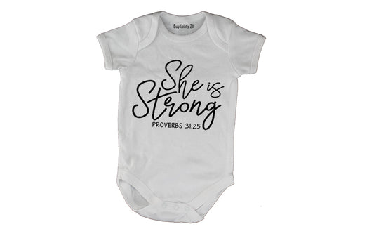 She is Strong - Proverbs - Baby Grow
